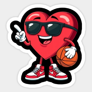Basketball Valentines Day Heart Boys Valentines Kids Men Sticker